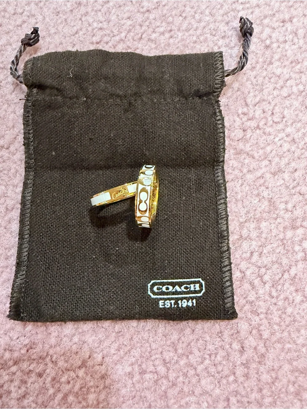 Gold & White Enamel rings with Signature Script